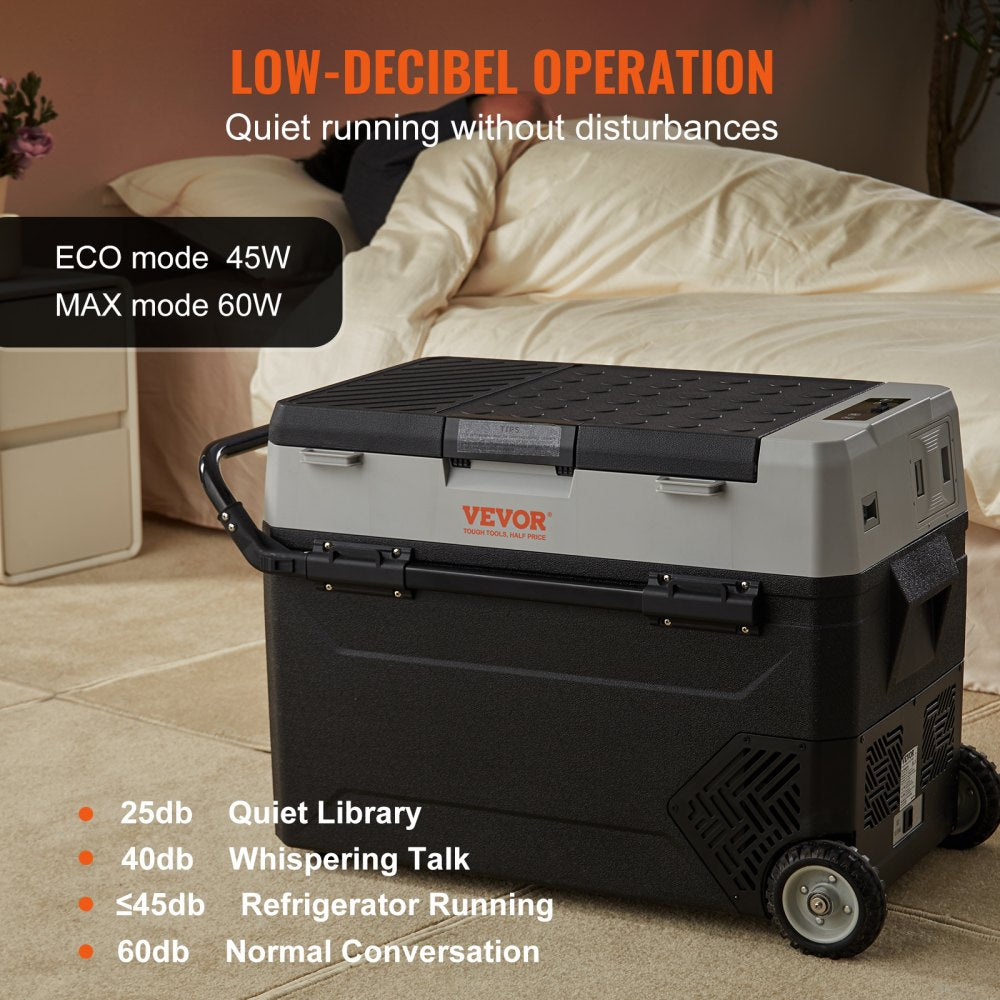 VEVOR Car Refrigerator, 12 Volt Car Refrigerator Fridge, 40QT/38L Dual Zone Portable Freezer, -4?-50? Adjustable Range, 12/24V DC and 100-240V AC Compressor Cooler for Outdoor, Camping, Travel, RV 