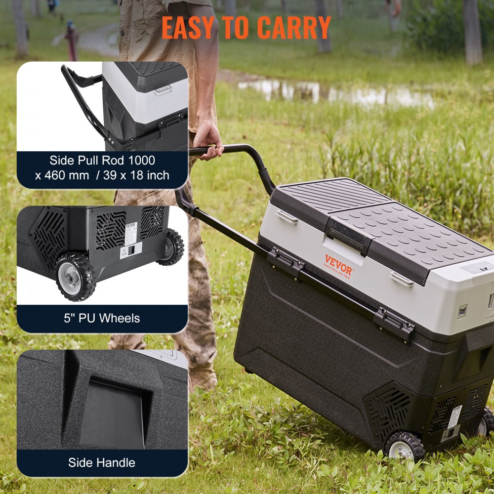 VEVOR Car Refrigerator, 12 Volt Car Refrigerator Fridge, 40QT/38L Dual Zone Portable Freezer, -4?-50? Adjustable Range, 12/24V DC and 100-240V AC Compressor Cooler for Outdoor, Camping, Travel, RV 