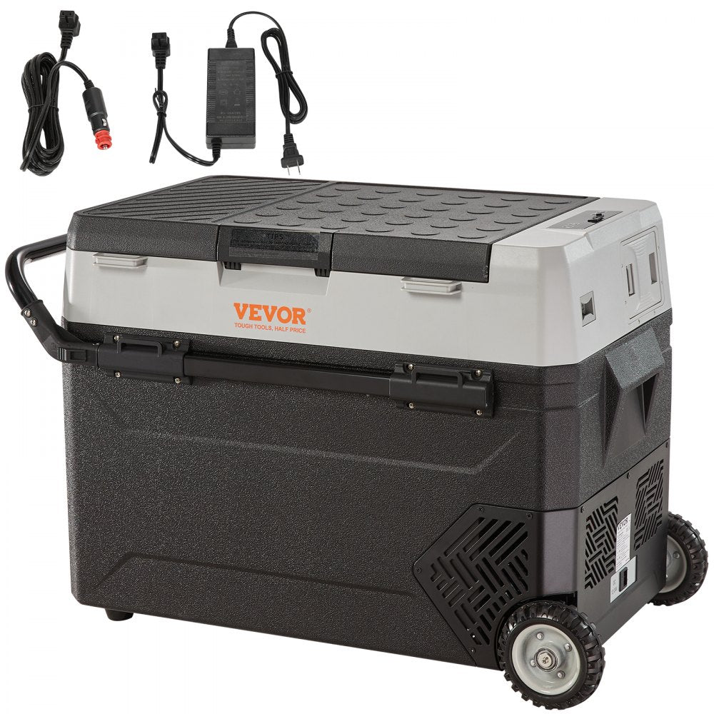 VEVOR Car Refrigerator, 12 Volt Car Refrigerator Fridge, 40QT/38L Dual Zone Portable Freezer, -4?-50? Adjustable Range, 12/24V DC and 100-240V AC Compressor Cooler for Outdoor, Camping, Travel, RV 