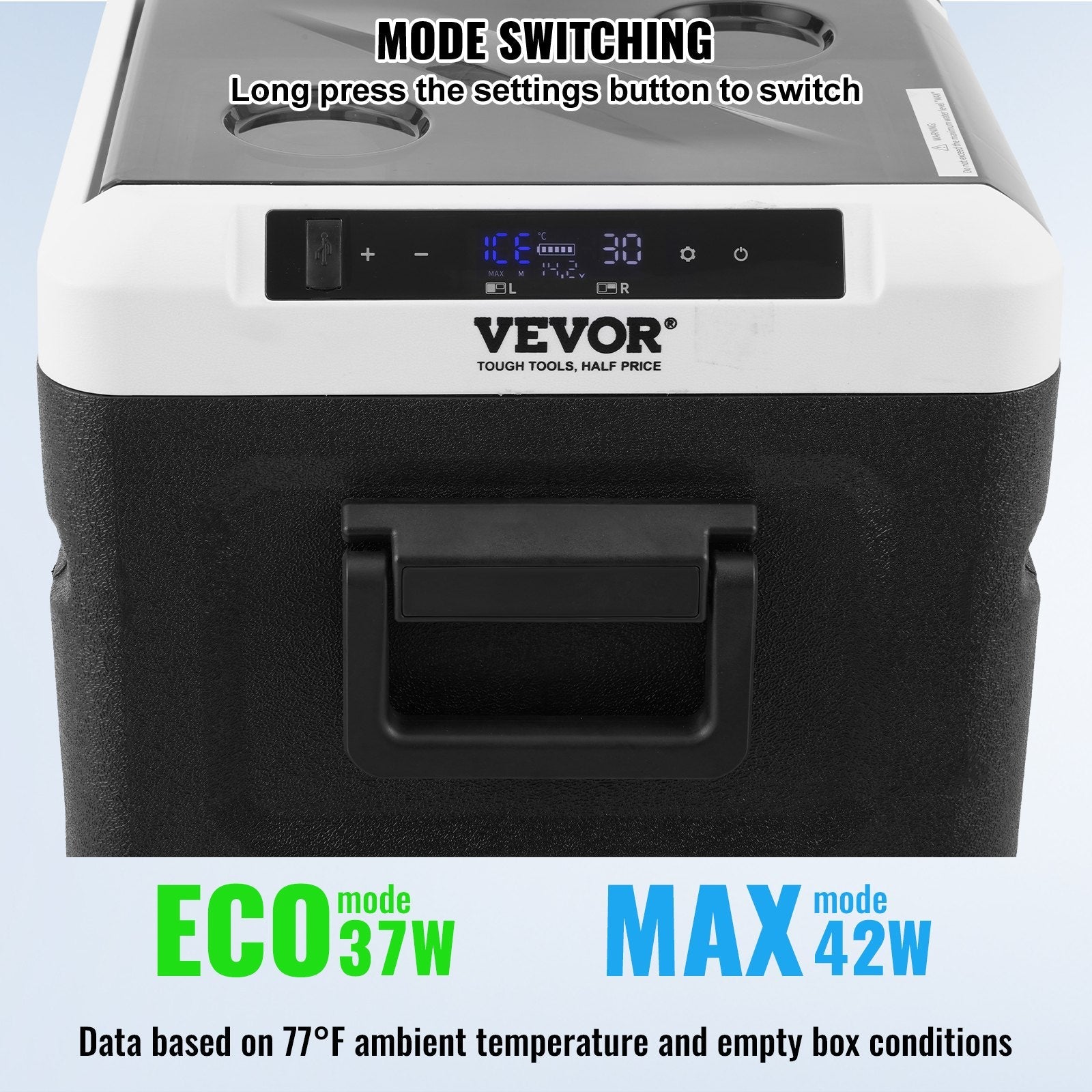 VEVOR Portable Car Refrigerator Freezer w/ Ice Making Function 38QT Dual Zone 