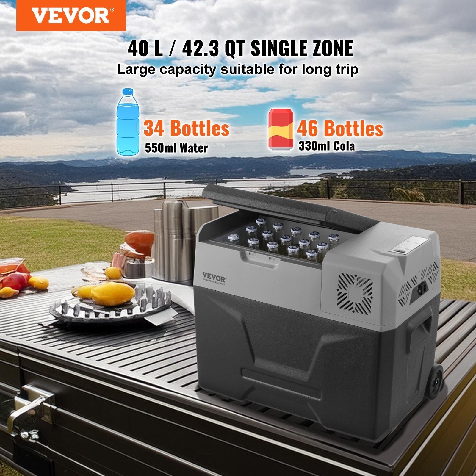 VEVOR Portable Car Refrigerator Freezer Compressor 40 L Single Zone for Car Home 