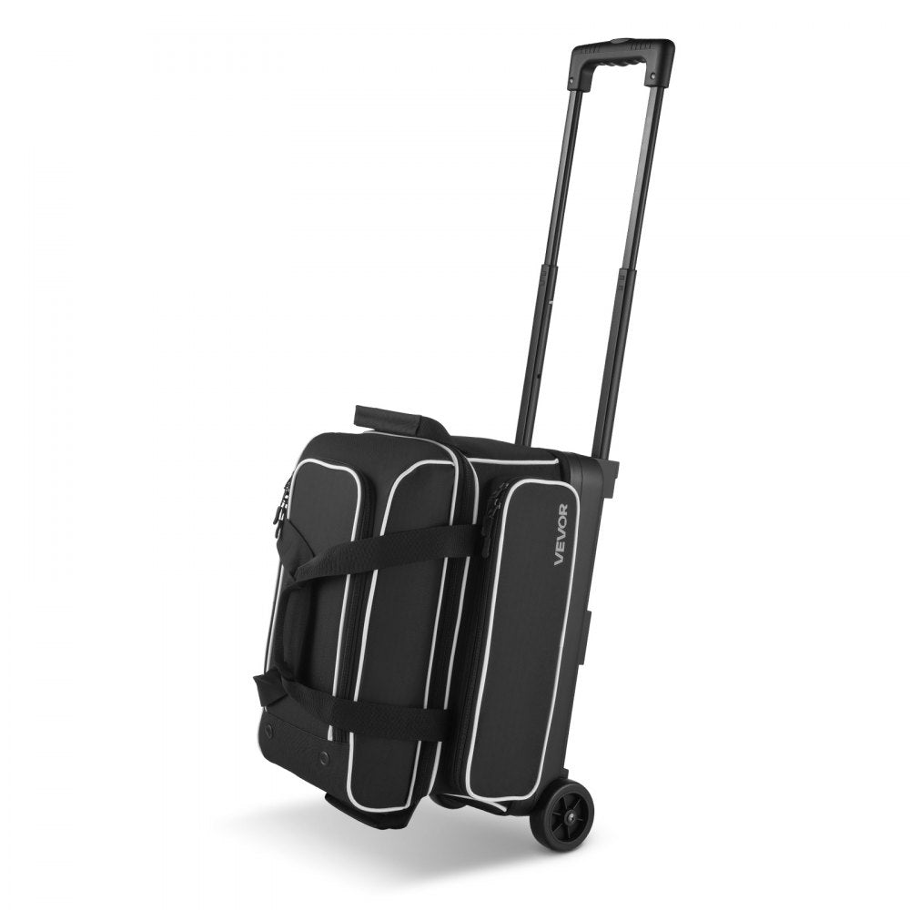 2-Ball Rolling Bowling Bag with Wheels, Shoe Compartment & Retractable Handle