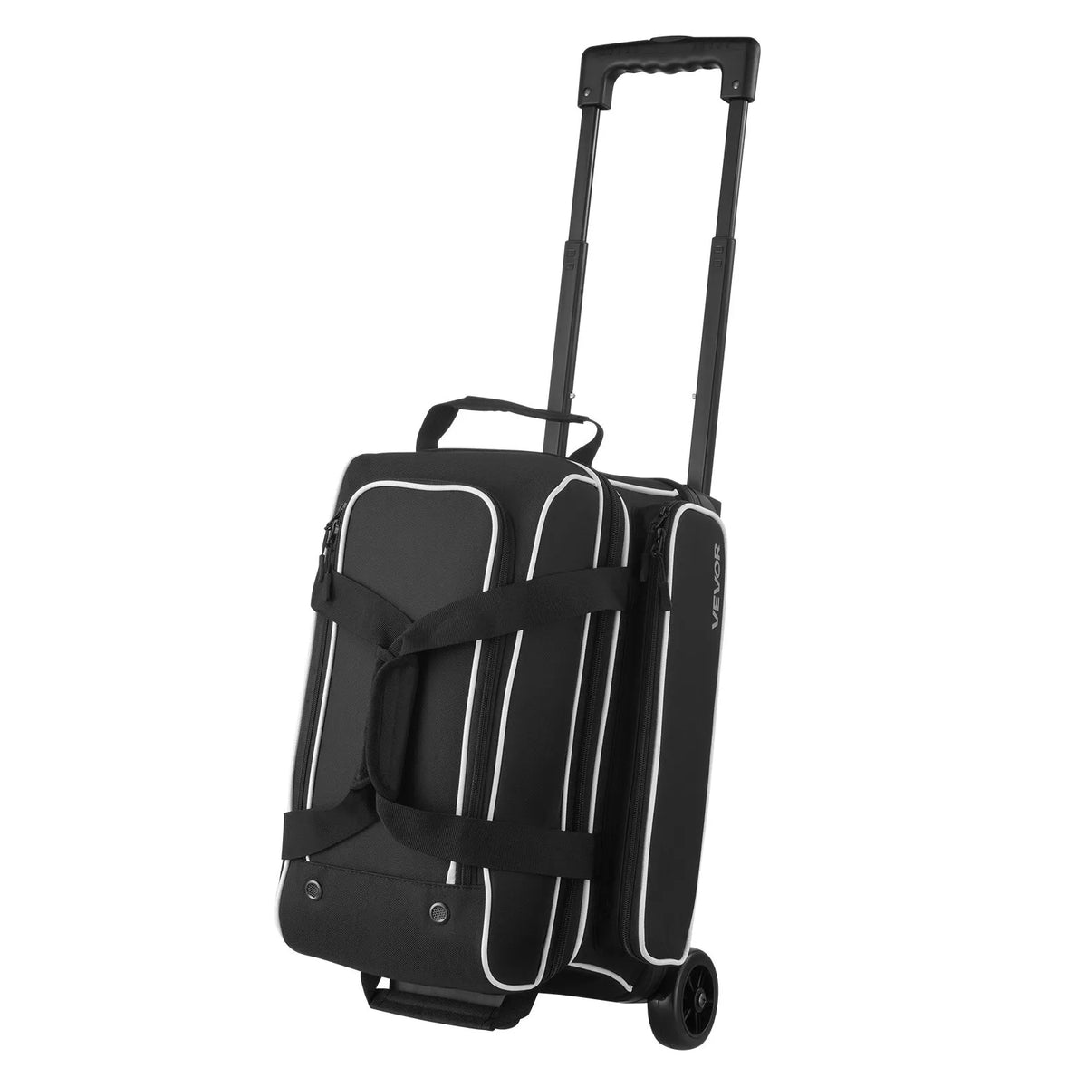2-Ball Rolling Bowling Bag with Wheels, Shoe Compartment & Retractable Handle