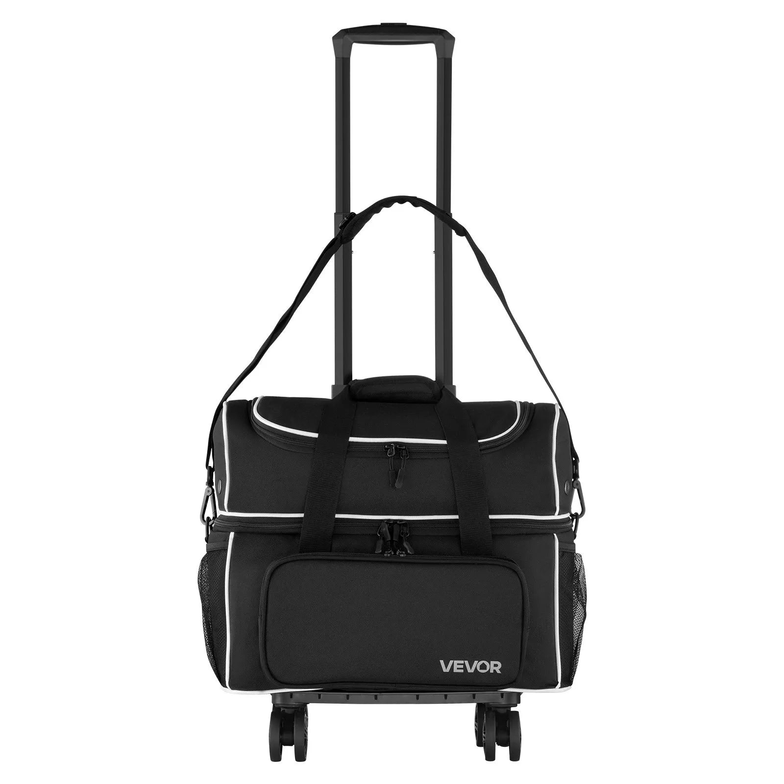 2-Ball Four-Wheel Bowling Bag with Separate Shoe Compartment, Accessory Pocket & Retractable Handle