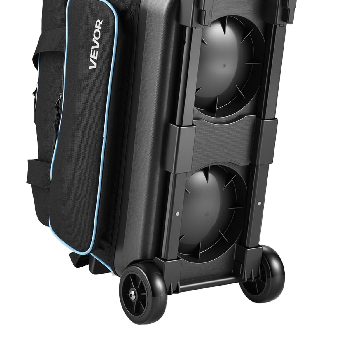 3-Ball Bowling Bag with Double Roller Wheels, Detachable Bags, Shoe Compartment & Retractable Handle
