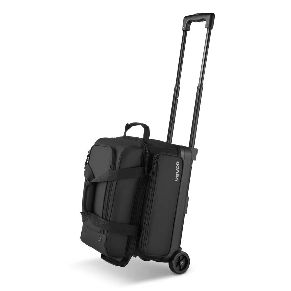 2-Ball Double Roller Bowling Bag with Wheels, Separate Shoe Compartment & Accessory Pocket