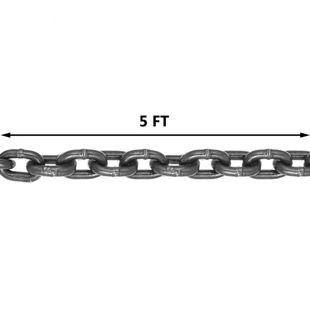 Lifting Chain Sling - 2/5" x 5' Double Leg with Steel Hook - Grade 80 