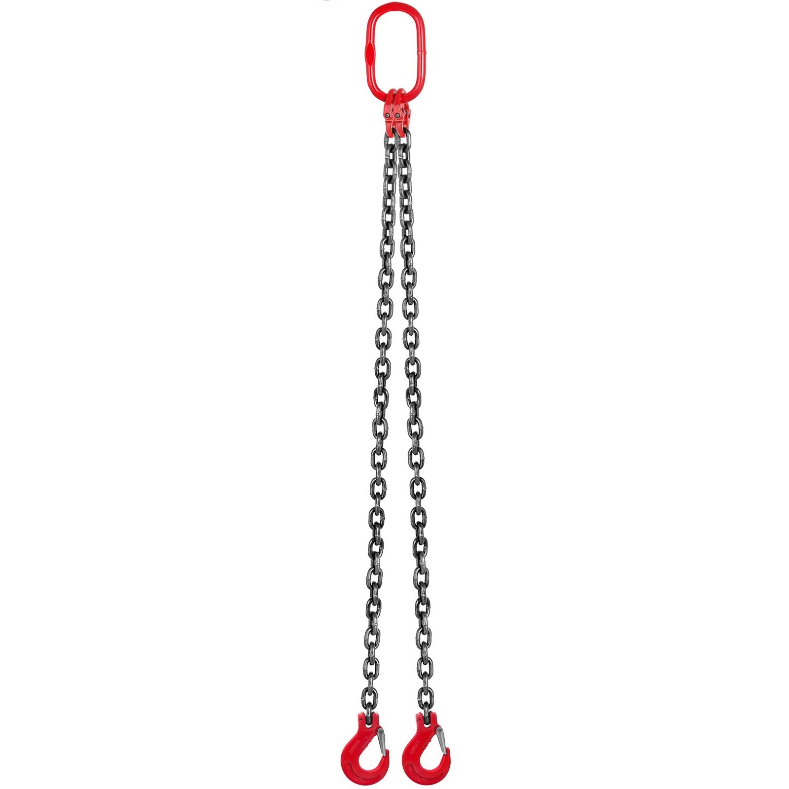 VEVOR Chain Sling 6FT 5/16 x 6 Double Leg with Grab Hooks Sling Chain 3T/6600lbs Capacity Double Leg Chain Sling G80 Mn-Steel, Red 