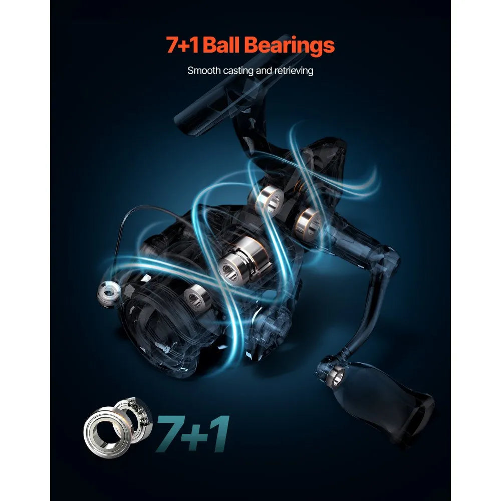 6.5 ft Carbon Fiber Spinning Rod and Reel Combo | 3000 Reel with 7+1 Ball Bearings & EVA Handle