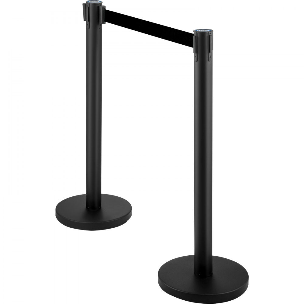 VEVOR Crowd Control Stanchion Stanchion Set 4 Pieces with 6.6 ft/2 m Black Belt 