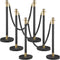 VEVOR Crowd Control Stanchion, Set of 6 Pieces Stanchion Set, Stanchion Set with 5 ft/1.5 m Black Velvet Rope, Black Crowd Control Barrier w/ Sturdy Concrete and Metal Base – Easy Connect Assembly