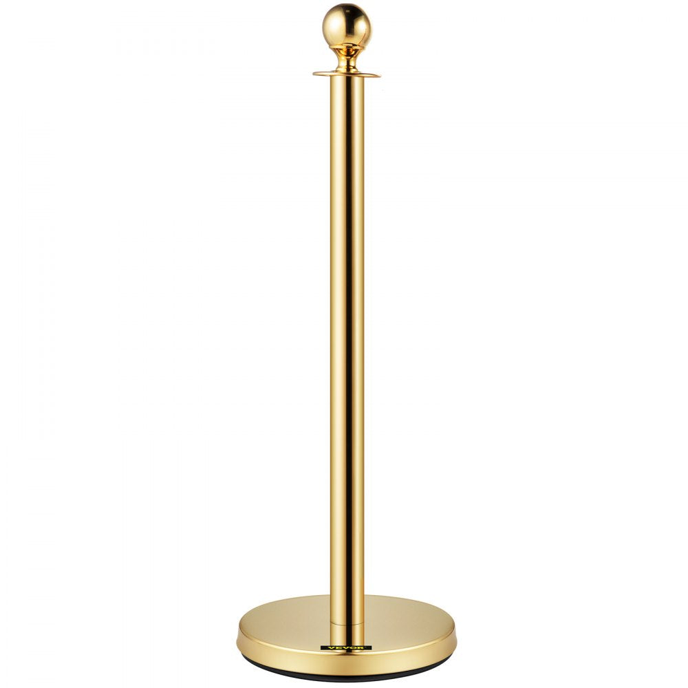 VEVOR 38 Inch Stanchion Posts Queue, Red Velvet Rope (3, Gold) 