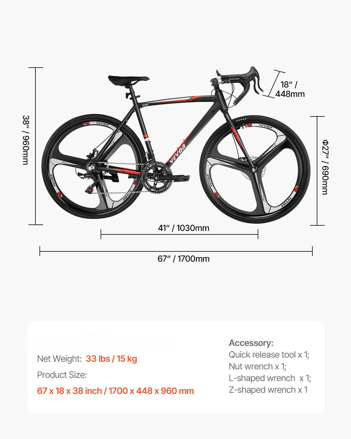 VEVOR 700C Road Bike – 14-Speed Shimano Drivetrain, Lightweight Racing Bicycle