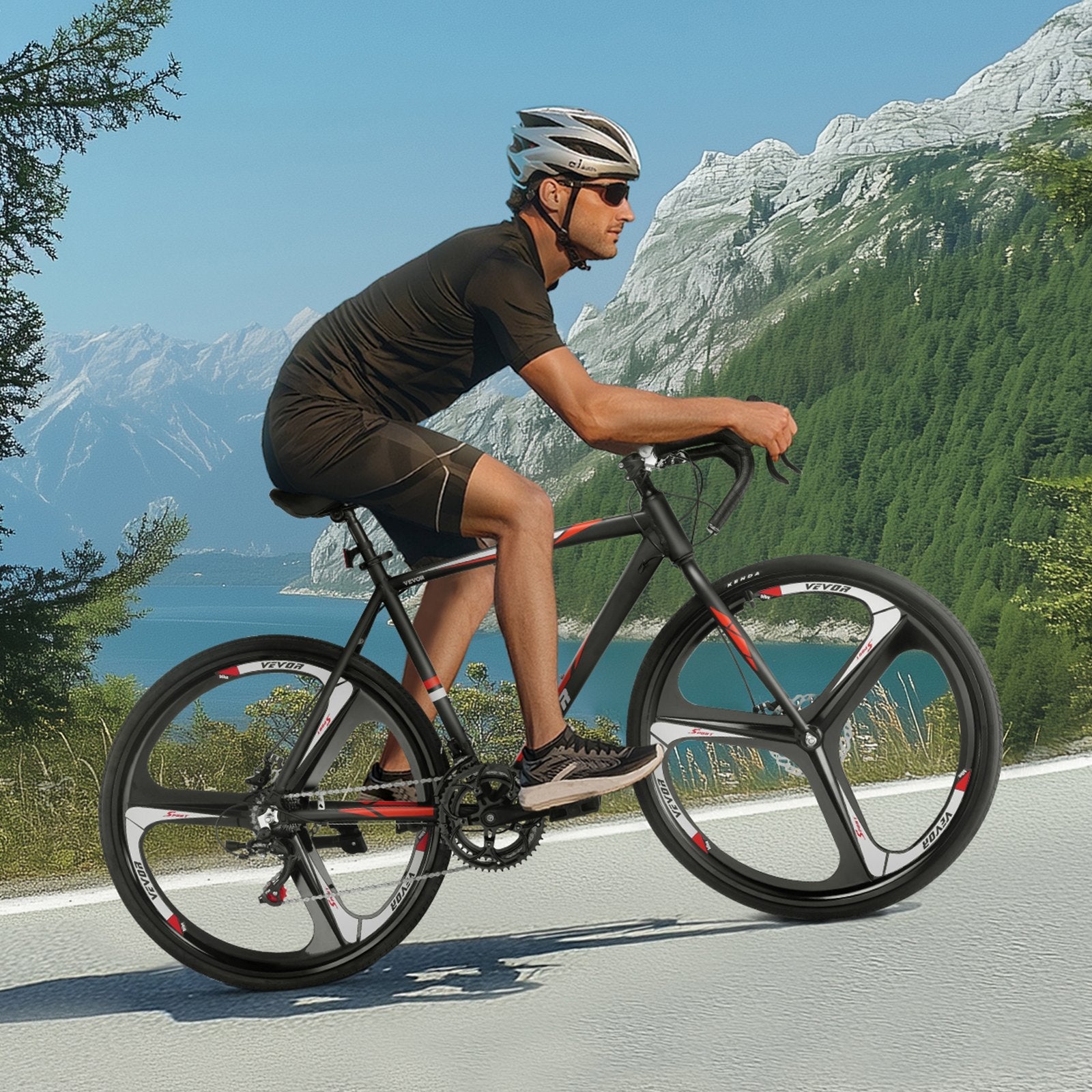 VEVOR Road Bike Racing Bicycle 700C Shimano 14 Speeds Aluminum Alloy Disc Brake 