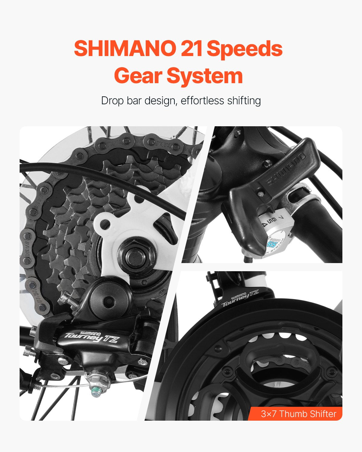 VEVOR Road Bike Racing Bicycle 700C Shimano 21 Speeds Carbon Steel Caliper Brake 
