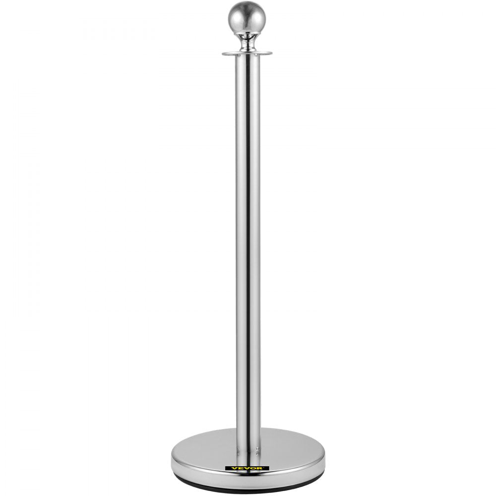 Bestequip 38 Inch Silver Stanchion Posts Queue, Red Velvet Rope, 4 Pack Rope Barriers Crowd Control Barriers Queue Line for Party School Hotel Supplies 