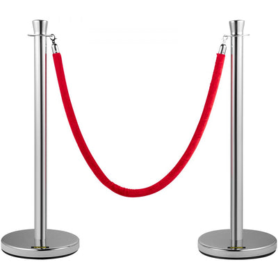 VEVOR Crowd Control Stanchion Stanchion Set 2 Pieces Set with Red Velvet Rope 