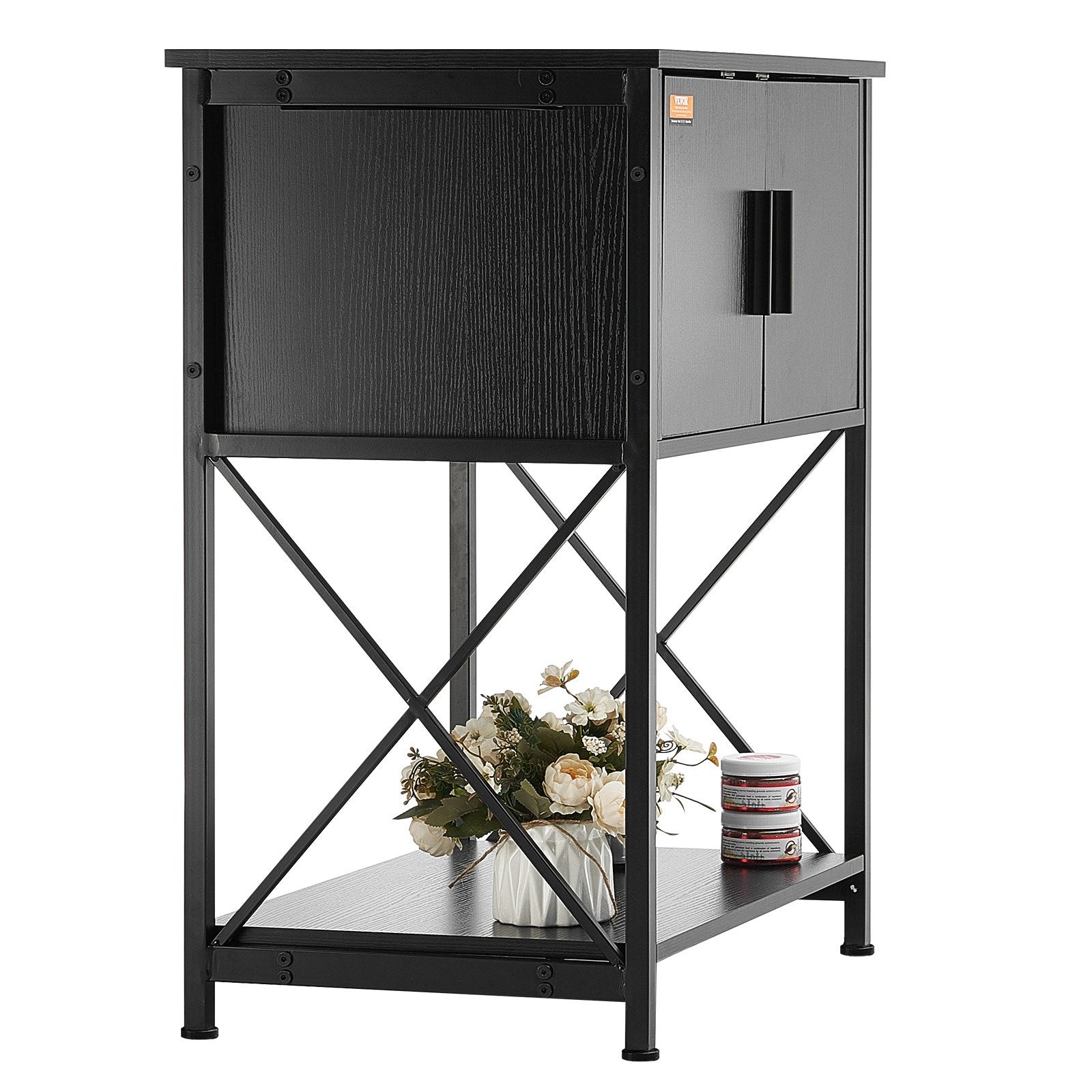 VEVOR Aquarium Stand, 20 Gallon Fish Tank Stand, 25.6 x 16.5 x 31.9 in Steel and MDF Turtle Tank Stand, 167.6 lbs Load Capacity, Reptile Tank Stand with Storage Cabinet and Embedded Power Panel, Black 
