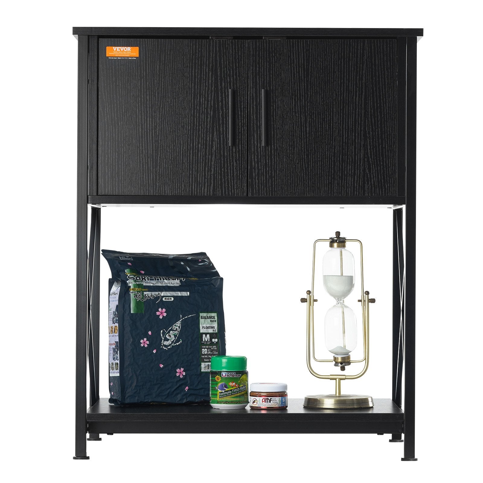 VEVOR Aquarium Stand, 20 Gallon Fish Tank Stand, 25.6 x 16.5 x 31.9 in Steel and MDF Turtle Tank Stand, 167.6 lbs Load Capacity, Reptile Tank Stand with Storage Cabinet and Embedded Power Panel, Black 