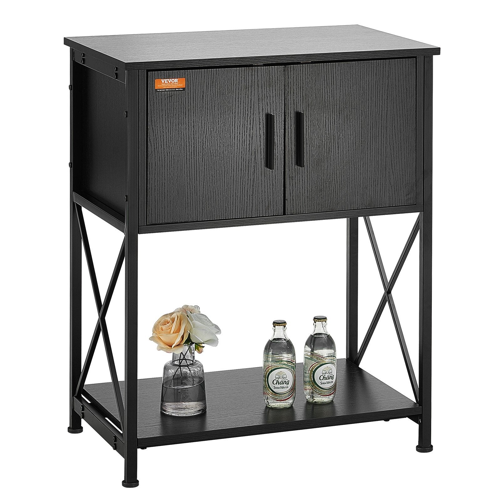 VEVOR Aquarium Stand, 20 Gallon Fish Tank Stand, 25.6 x 16.5 x 31.9 in Steel and MDF Turtle Tank Stand, 167.6 lbs Load Capacity, Reptile Tank Stand with Storage Cabinet and Embedded Power Panel, Black 
