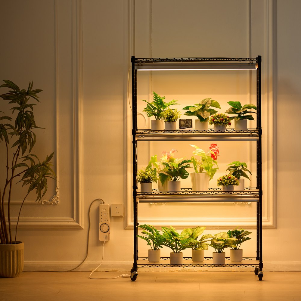 VEVOR Plant Stand with Grow Lights 4 Tiers 180W 59.1" Tall Plant Grow Shelf 