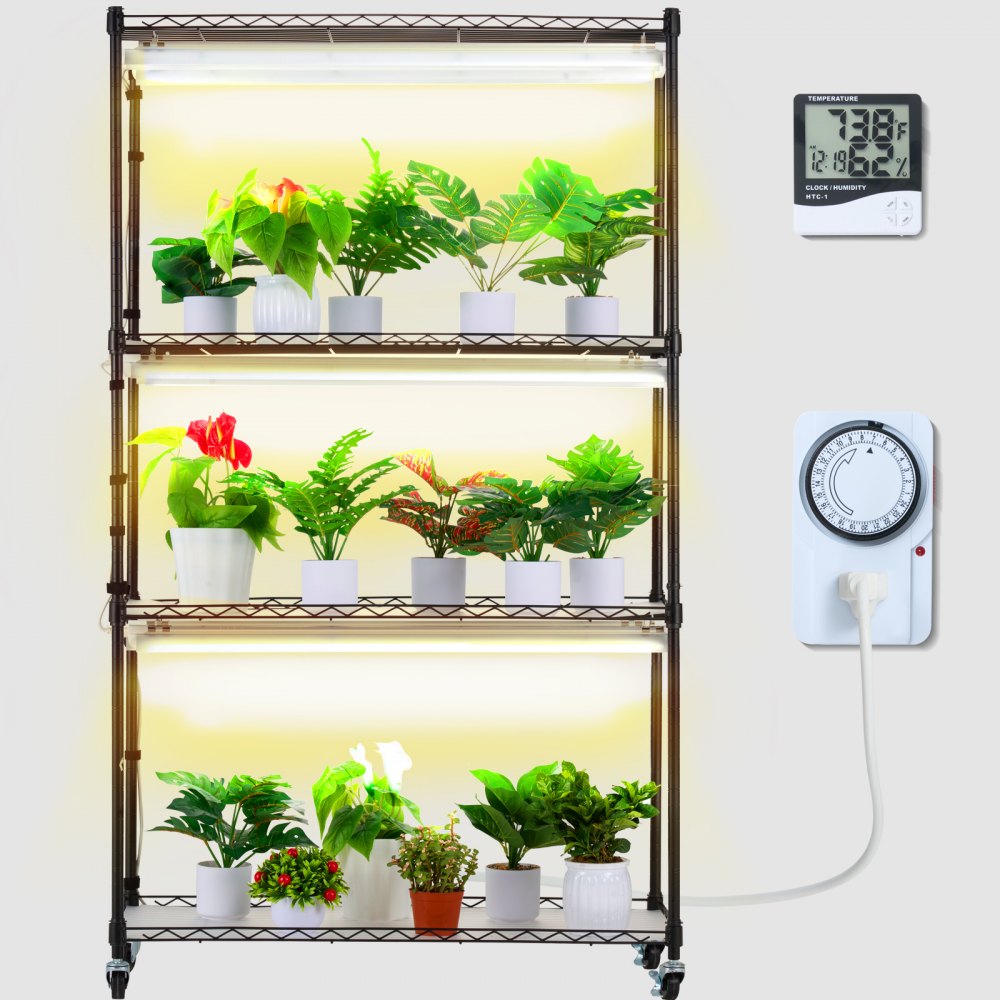 VEVOR Plant Stand with Grow Lights 4 Tiers 180W 59.1" Tall Plant Grow Shelf 