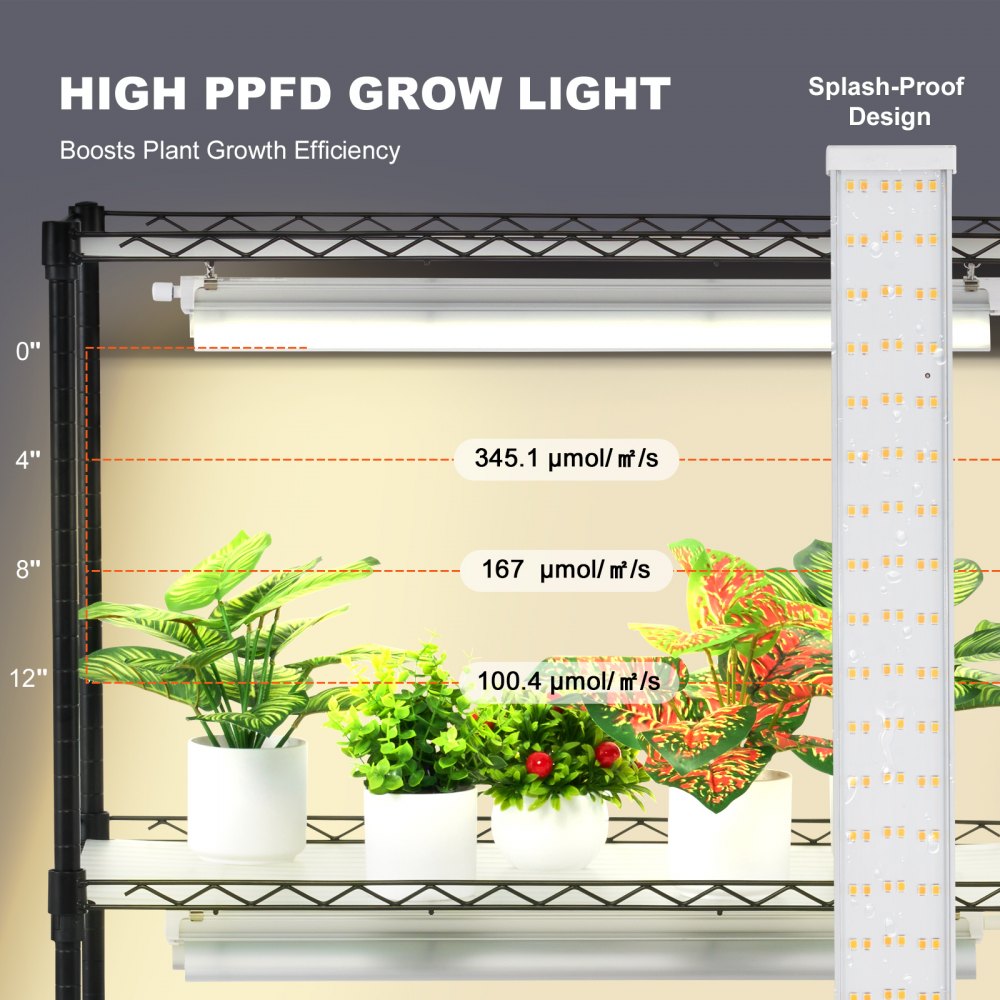 VEVOR Plant Stand with Grow Lights 6 Tiers 150W 70.9" Tall Plant Grow Shelf 
