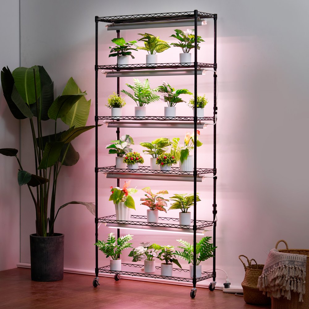 VEVOR Plant Stand with Grow Lights 6 Tiers 150W 70.9" Tall Plant Grow Shelf 
