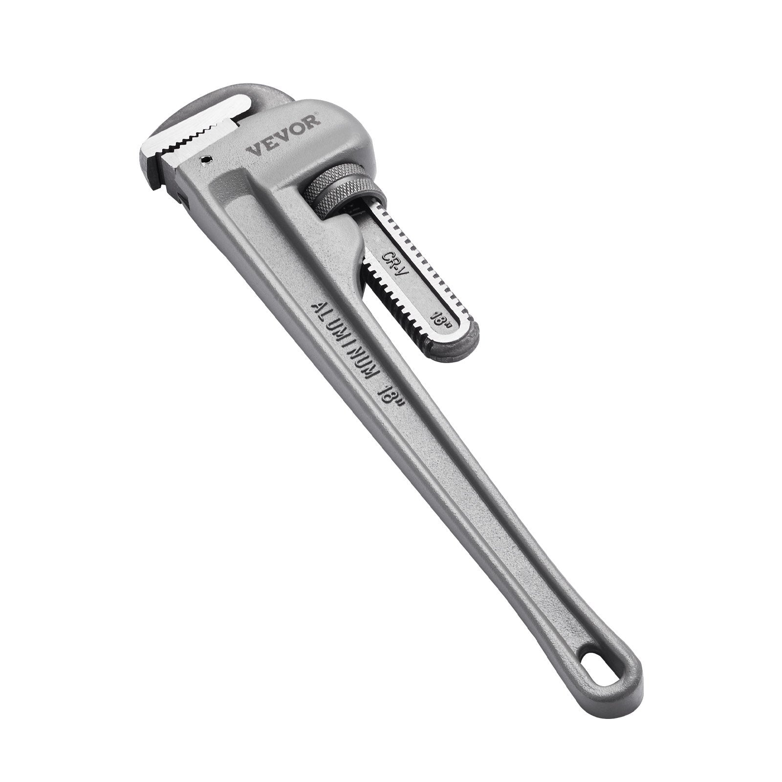 VEVOR Pipe Wrench, 18" Aluminum Straight Pipe Wrench, Adjustable Plumbing Wrench, with High Strength Jaw and Ergonomic Handle, Easy to Carry, Hangable Design, for Water Pipes, Automotive Repairs 