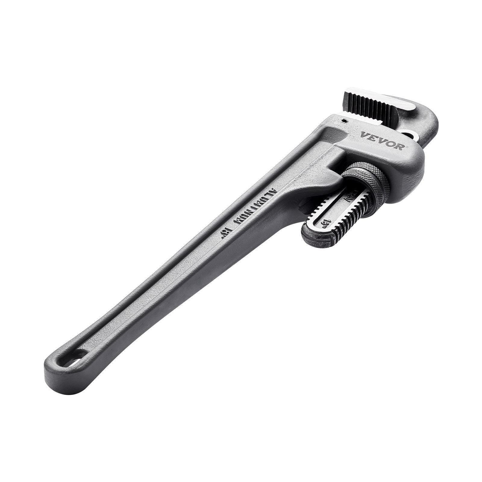 VEVOR Pipe Wrench, 18" Aluminum Straight Pipe Wrench, Adjustable Plumbing Wrench, with High Strength Jaw and Ergonomic Handle, Easy to Carry, Hangable Design, for Water Pipes, Automotive Repairs 