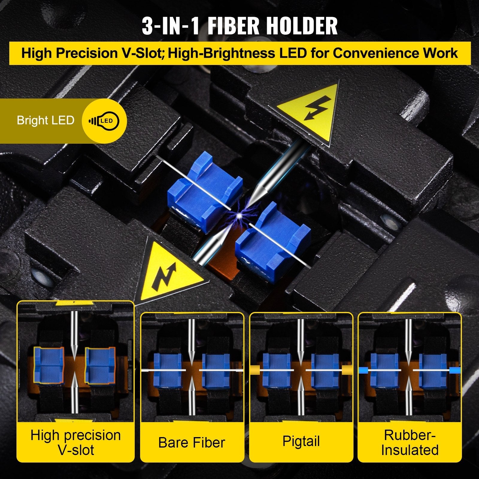VEVOR Fiber Fusion Splicer Automatic Focus A-80S FTTH Fiber Optic Fusion Splicer Kit 5 Inch Digital LCD Screen Fusion Splicer Machine Optical Fiber Cleaver Kit 