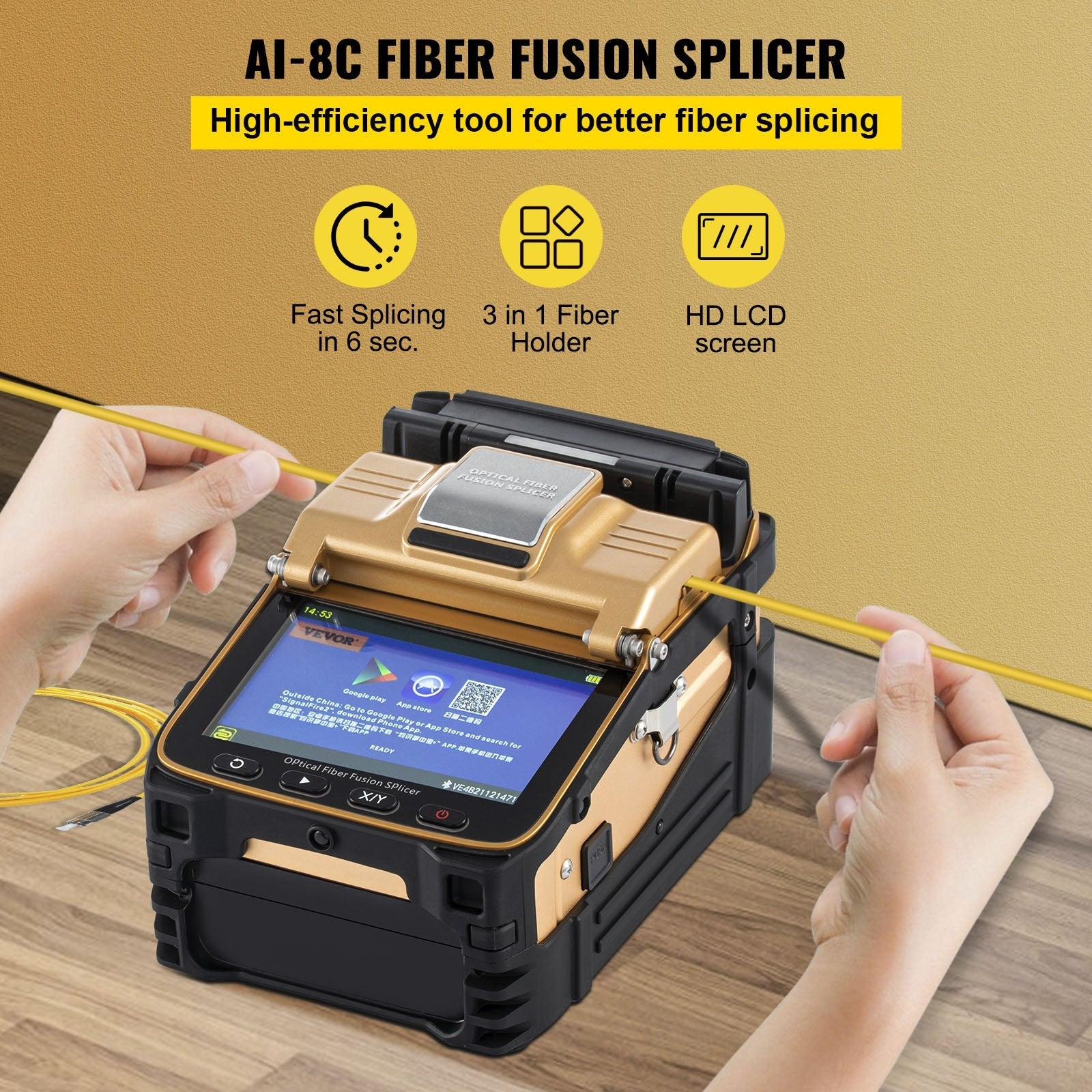 AI-8 Fiber Optic Splicing Machine Fiber Fusion Splicer Ribbon Automatic Kits 