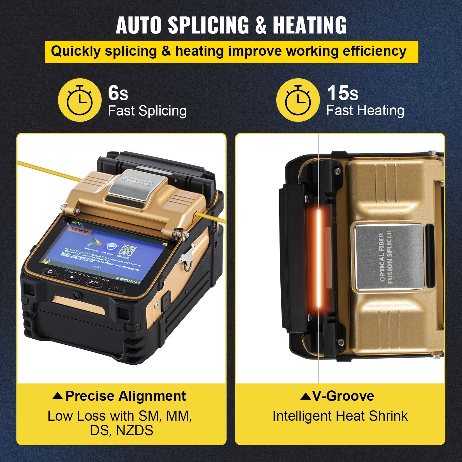 AI-8 Fiber Optic Splicing Machine Fiber Fusion Splicer Ribbon Automatic Kits 