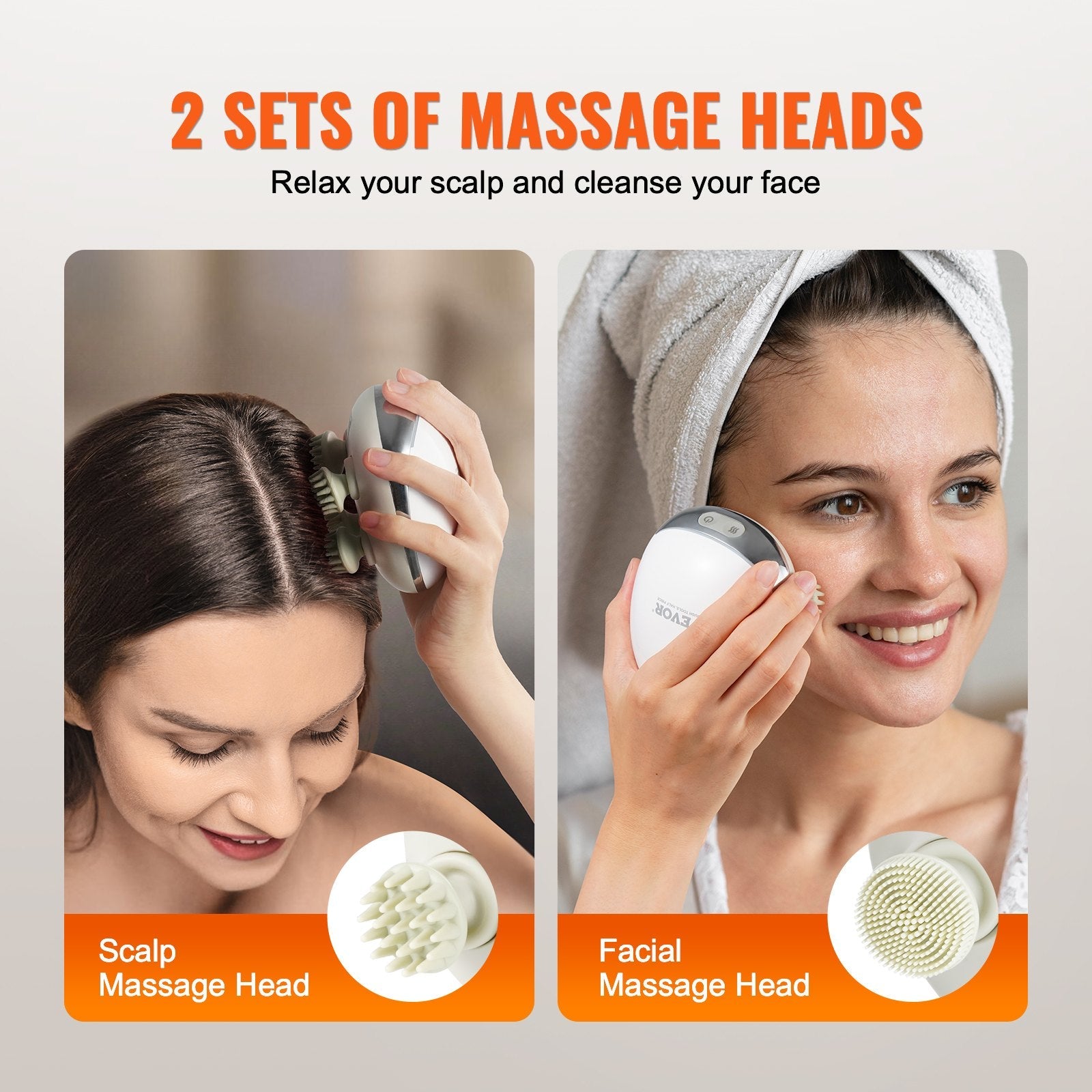 VEVOR Electric Scalp Massager with Heat Rechargeable Head Massager Waterproof 