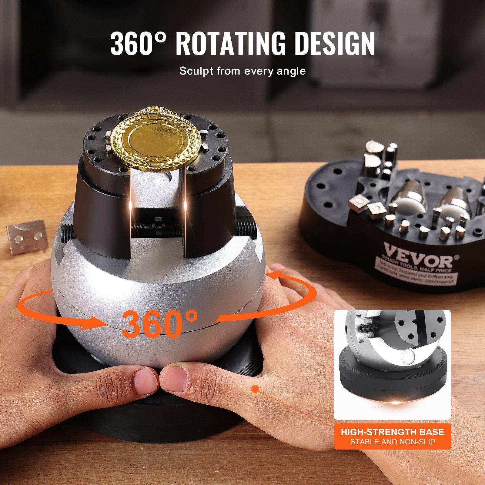 VEVOR Ball Vise Engraving Setting Tool 5 inch Professional Ball Vise 34 PCS Attachment Jewelry Engraving Block Tools Standard Block 