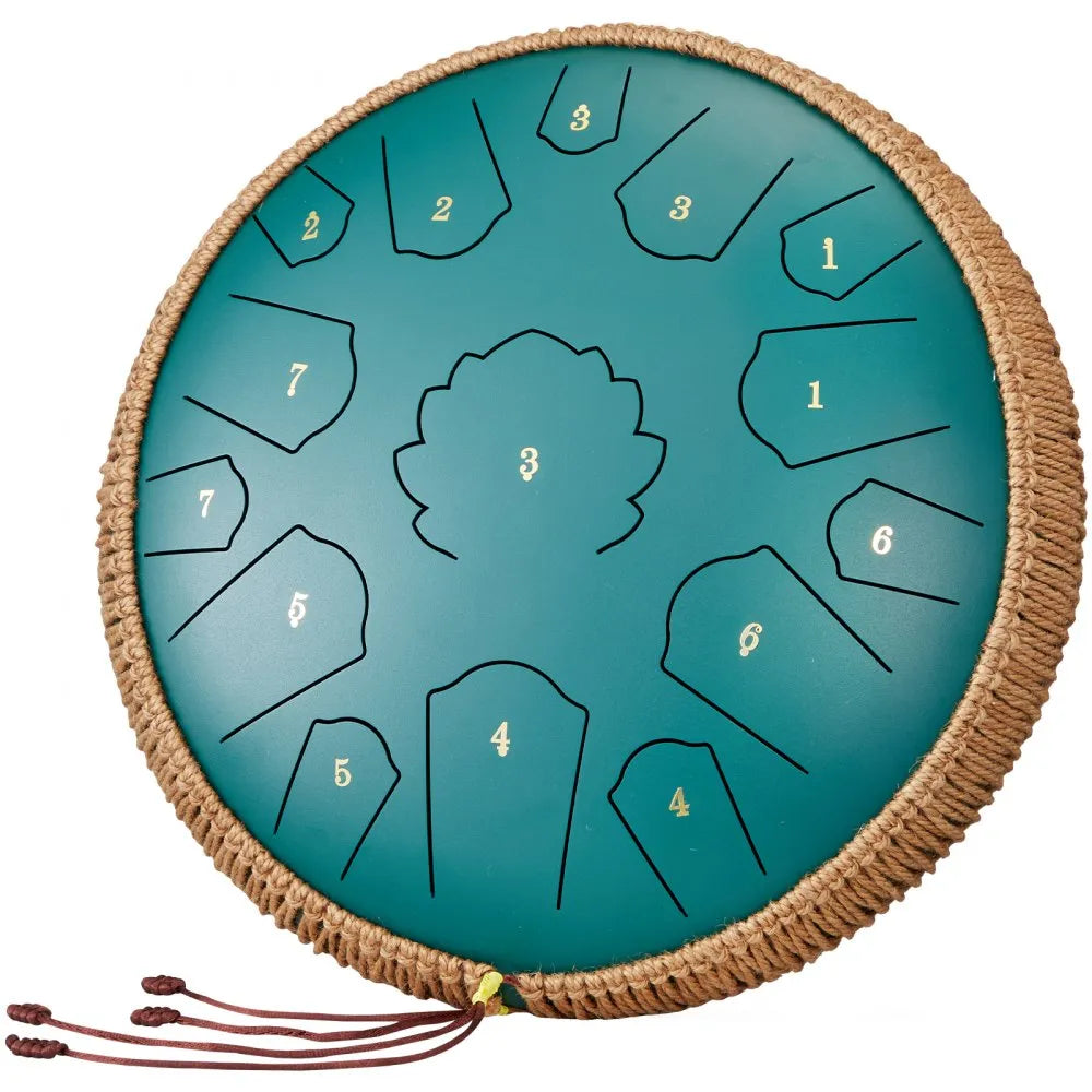 VEVOR Steel Tongue Drum 14 in 15 Notes Rain Drum for Outside D Major Green