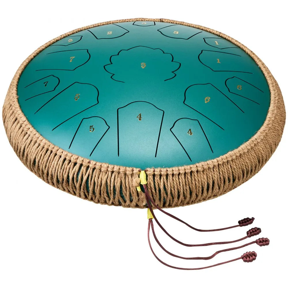VEVOR Steel Tongue Drum 14 in 15 Notes Rain Drum for Outside D Major Green