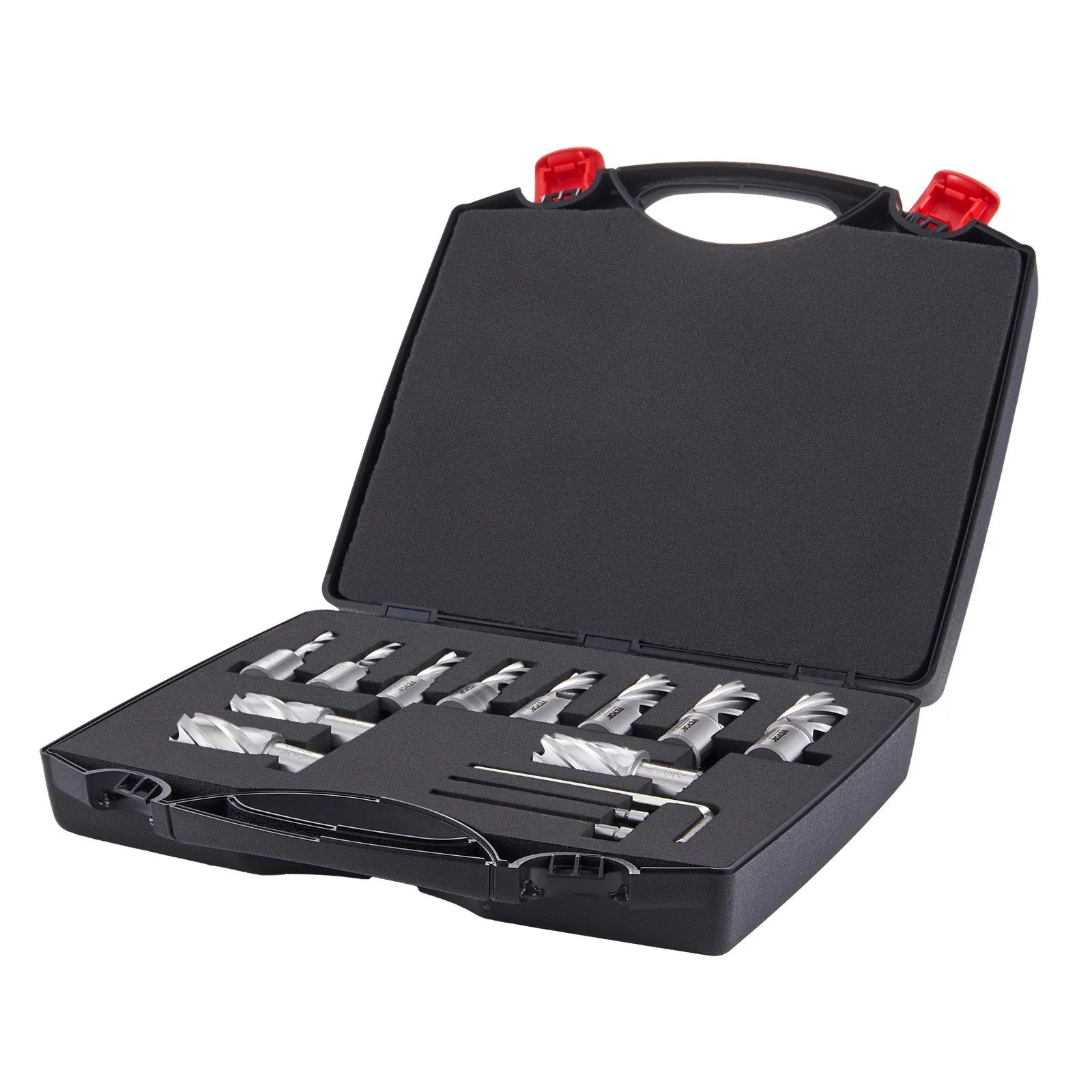 VEVOR Annular Cutter Set, 13 pcs Weldon Shank Mag Drill Bits, 1" Cutting Depth, 7/16" to 1-1/16" Cutting Diameter, M2AL HSS, 2 Pilot Pins, Hex Wrench and Portable Case, for Using with Magnetic Drills