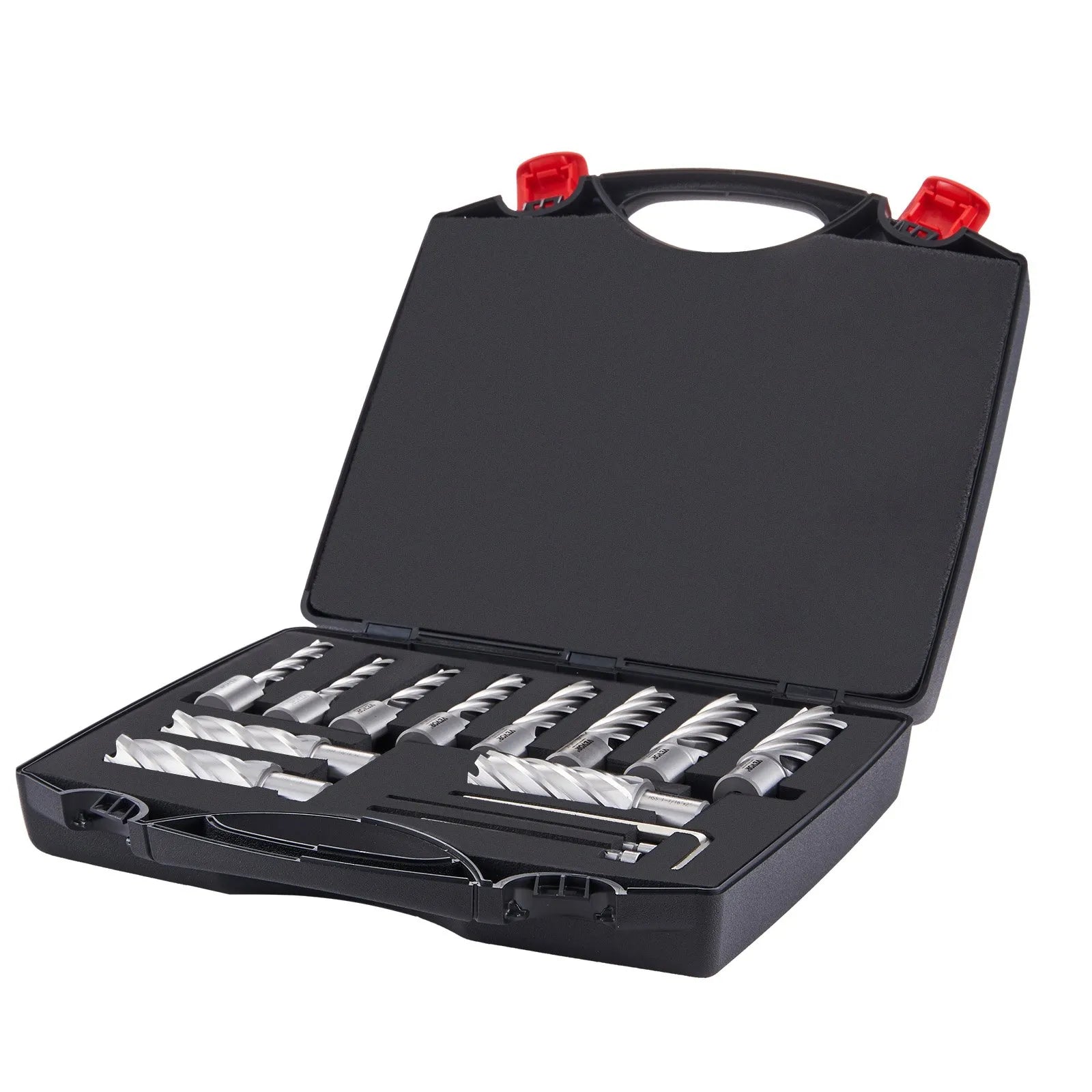 VEVOR Annular Cutter Set, 13 pcs Weldon Shank Mag Drill Bits, 2" Cutting Depth, 7/16" to 1-1/16" Cutting Diameter, M2AL HSS, with 2 Pilot Pins, Hex Wrench and Portable Case, for Using with Magnetic Dr