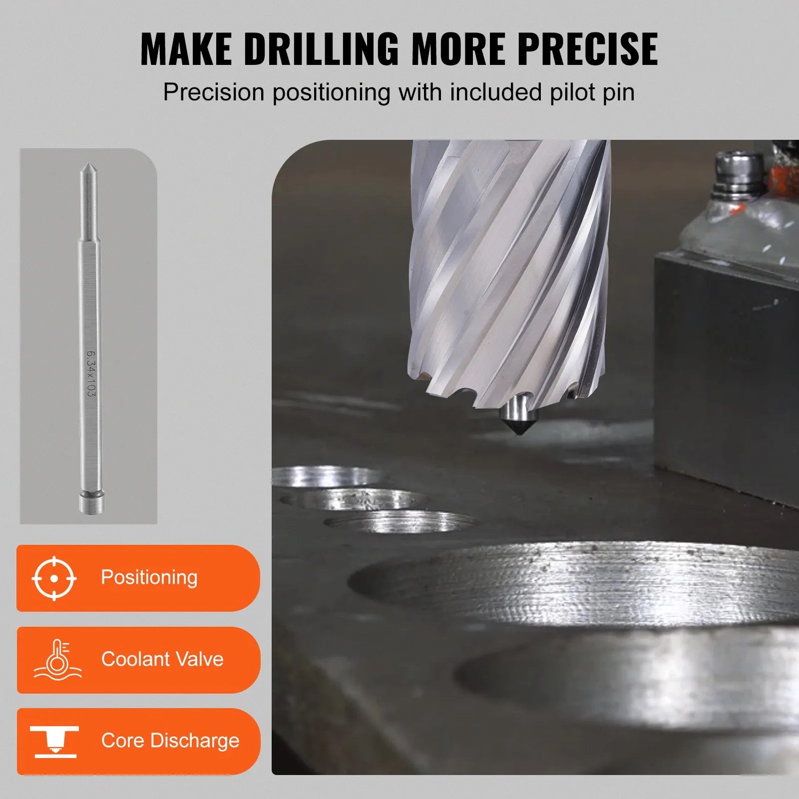 VEVOR Annular Cutter Set, 6 pcs Universal Shank Mag Drill Bits, 2" Cutting Depth, 1" to 2" Cutting Diameter, M2AL High-Speed Steel, with 2 Pilot Pins and Portable Case, for Using with Magnetic Drills