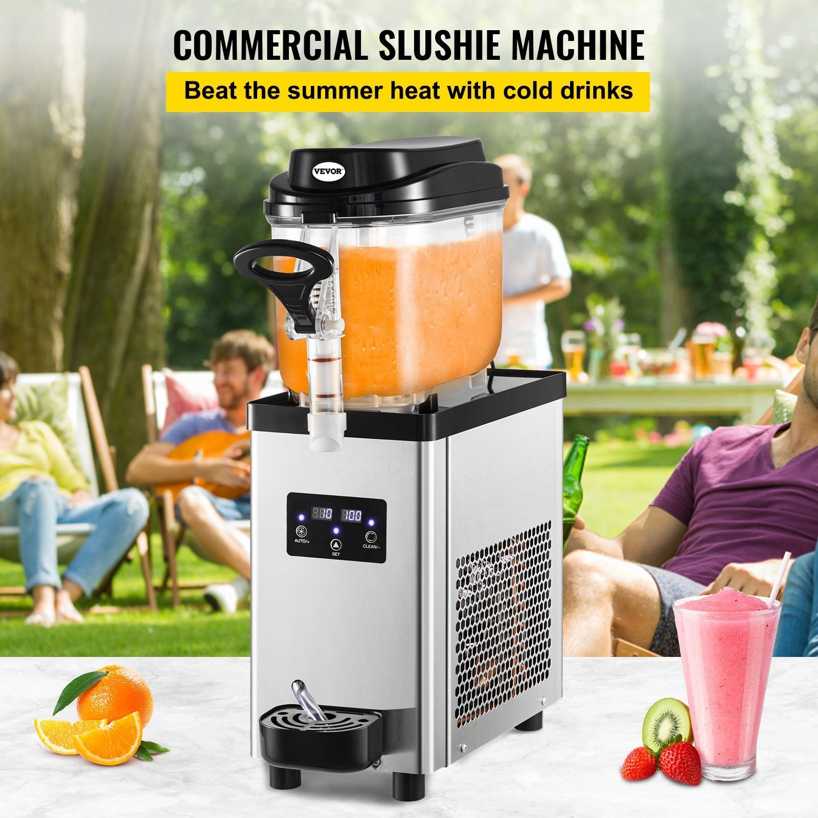 VEVOR Commercial Slushy Machine, 6L/1.6 Gallons 25 Cups Single-Bowl, 705W 110V, Stainless Steel Margarita Smoothie Frozen Drink Maker, Slushie Machine for Supermarkets Cafes Restaurants Bars Home Use 