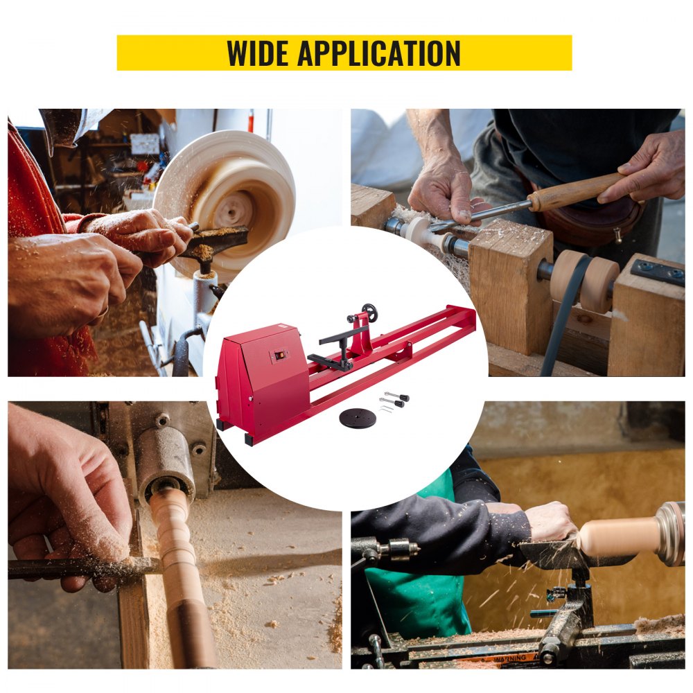 VEVOR Wood Lathe, 14 x 40" Power Lathes, 1 HP Wood Lathe Machine, 1 Phase Benchtop Lathe, Excelsior Wood Lathe, 1100,1600,2300,3400 Rpm Power Wood Lathes with 3 Chisels 3 Wrenches and Accessories 