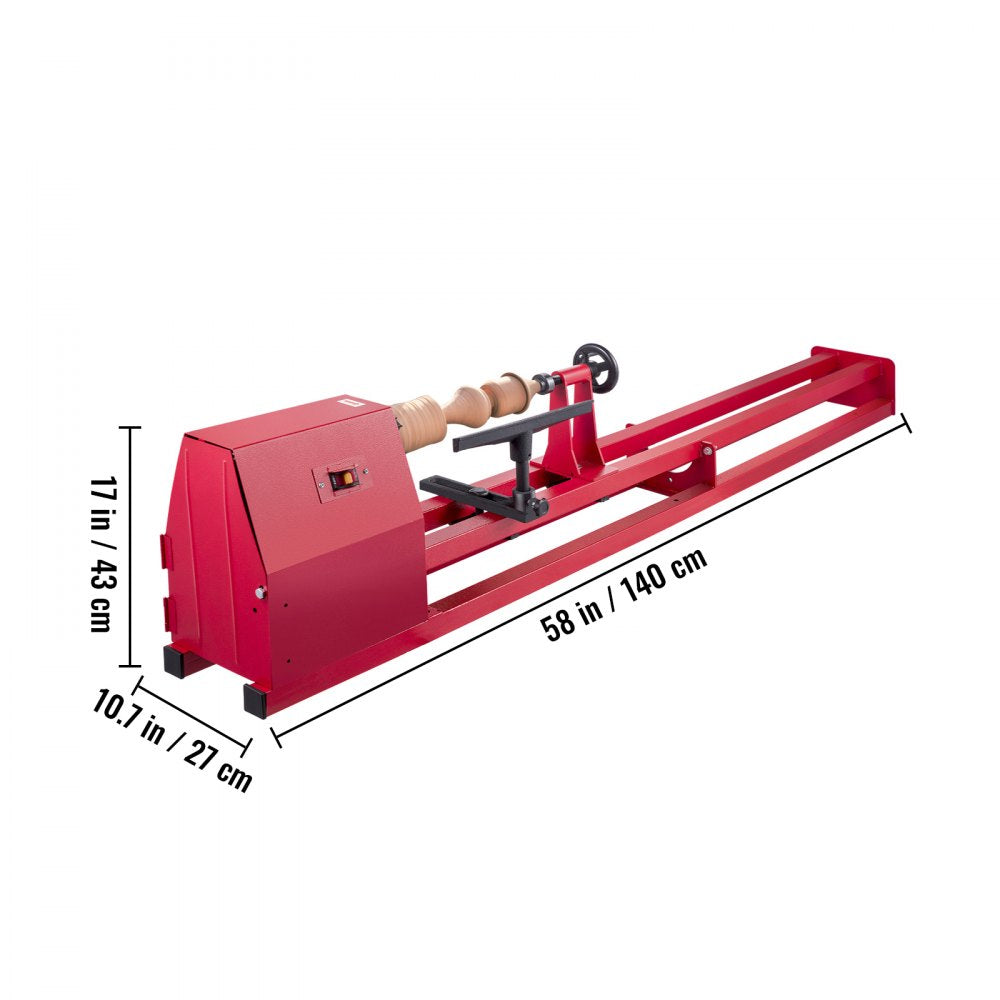 VEVOR Wood Lathe, 14 x 40" Power Lathes, 1 HP Wood Lathe Machine, 1 Phase Benchtop Lathe, Excelsior Wood Lathe, 1100,1600,2300,3400 Rpm Power Wood Lathes with 3 Chisels 3 Wrenches and Accessories 