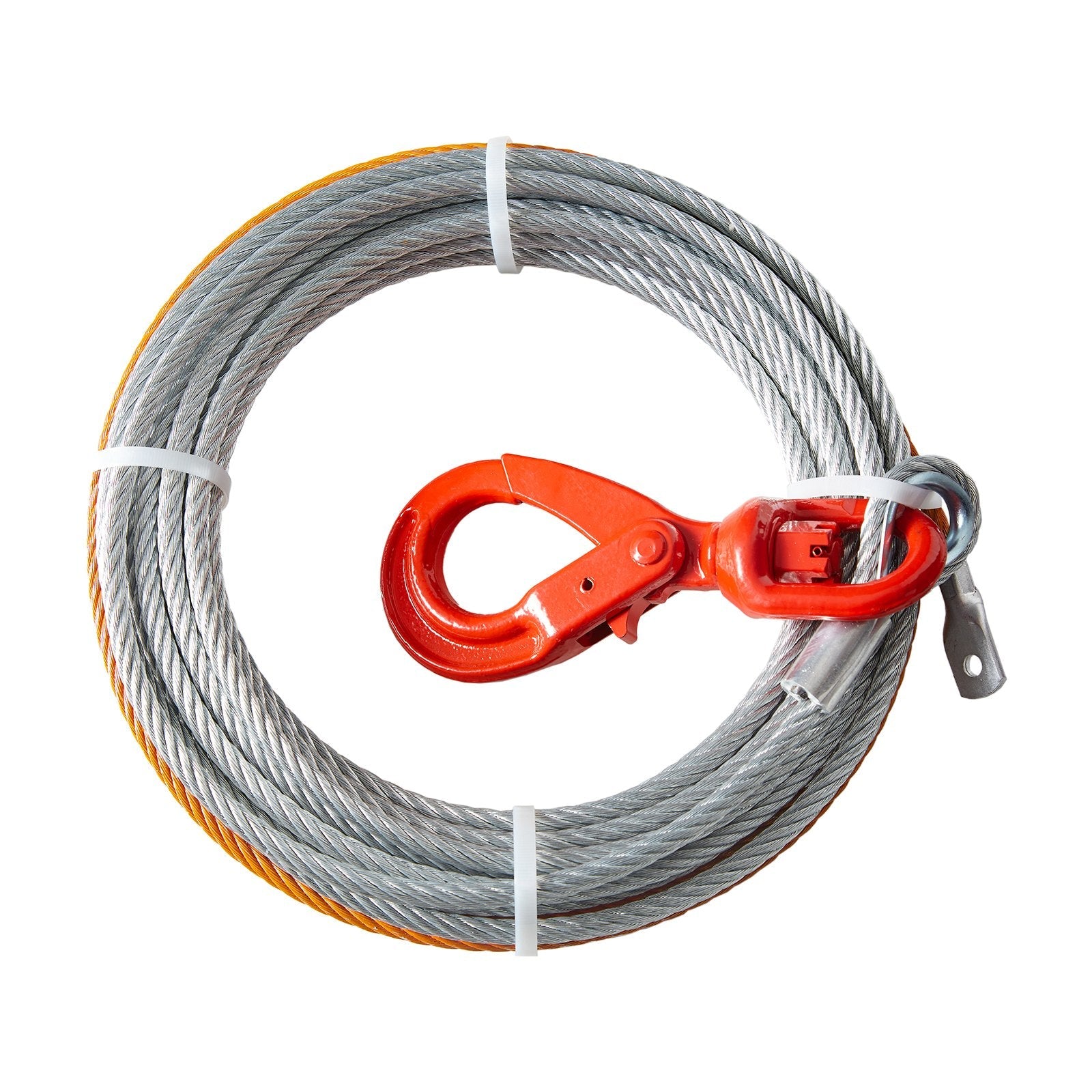 VEVOR Galvanized Steel Winch Cable, 3/8 Inch x 100 Feet 15,200 lbs Breaking Strength, Wire Winch Rope with Swivel Hook, Towing Cable Heavy Duty, Universal Fit for SUV, Large Off-Road Vehicle, Truck 