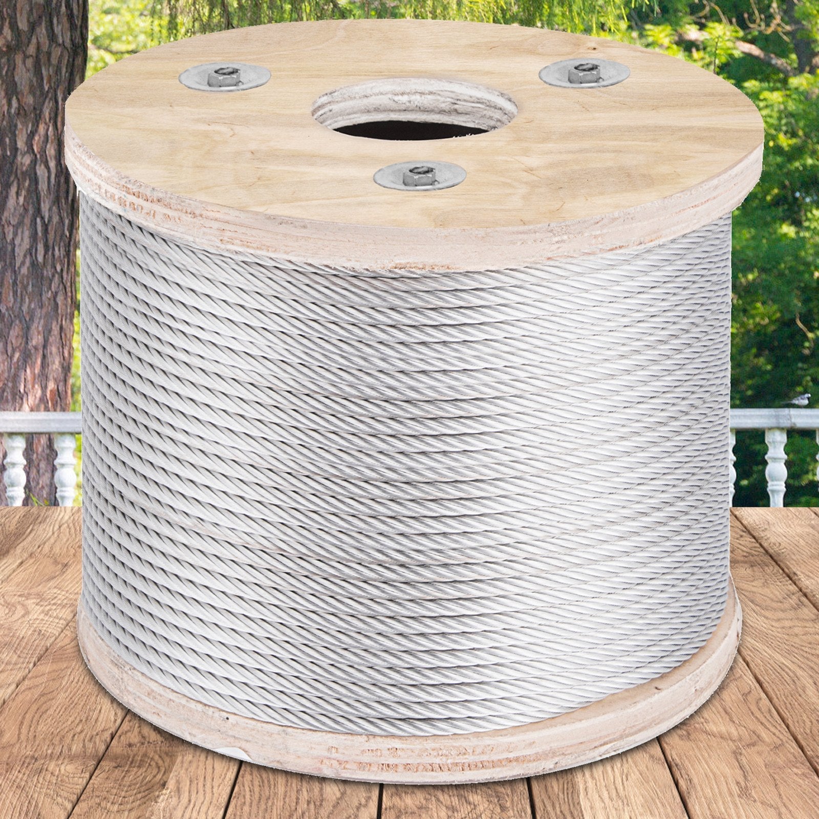 VEVOR 304 Stainless Steel Cable Railing 3/16" x 250ft, Wire Rope 304 Marine Grade, Braided Aircraft Cable 7x19 Strands Construction for Deck,Rail,Balusters,Stair,Handrail,Porch,Fence 
