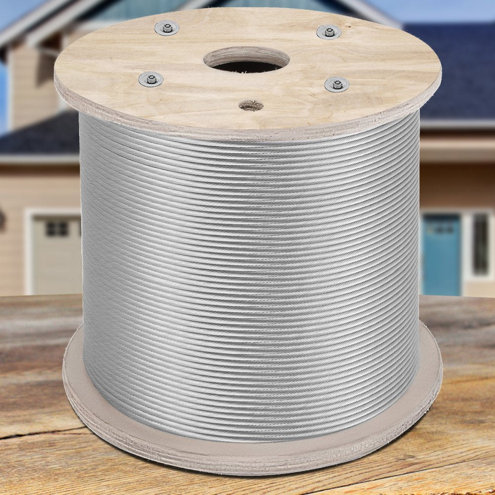 Vevor T304 Stainless Steel Cable Wire Rope 1/4" 7x19 Construction 200ft Reel 