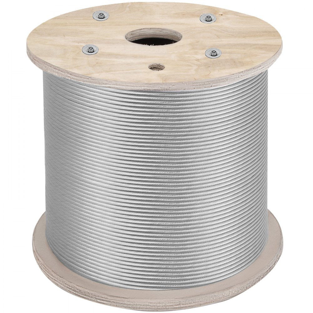 Vevor T304 Stainless Steel Cable Wire Rope 1/4" 7x19 Construction 200ft Reel 