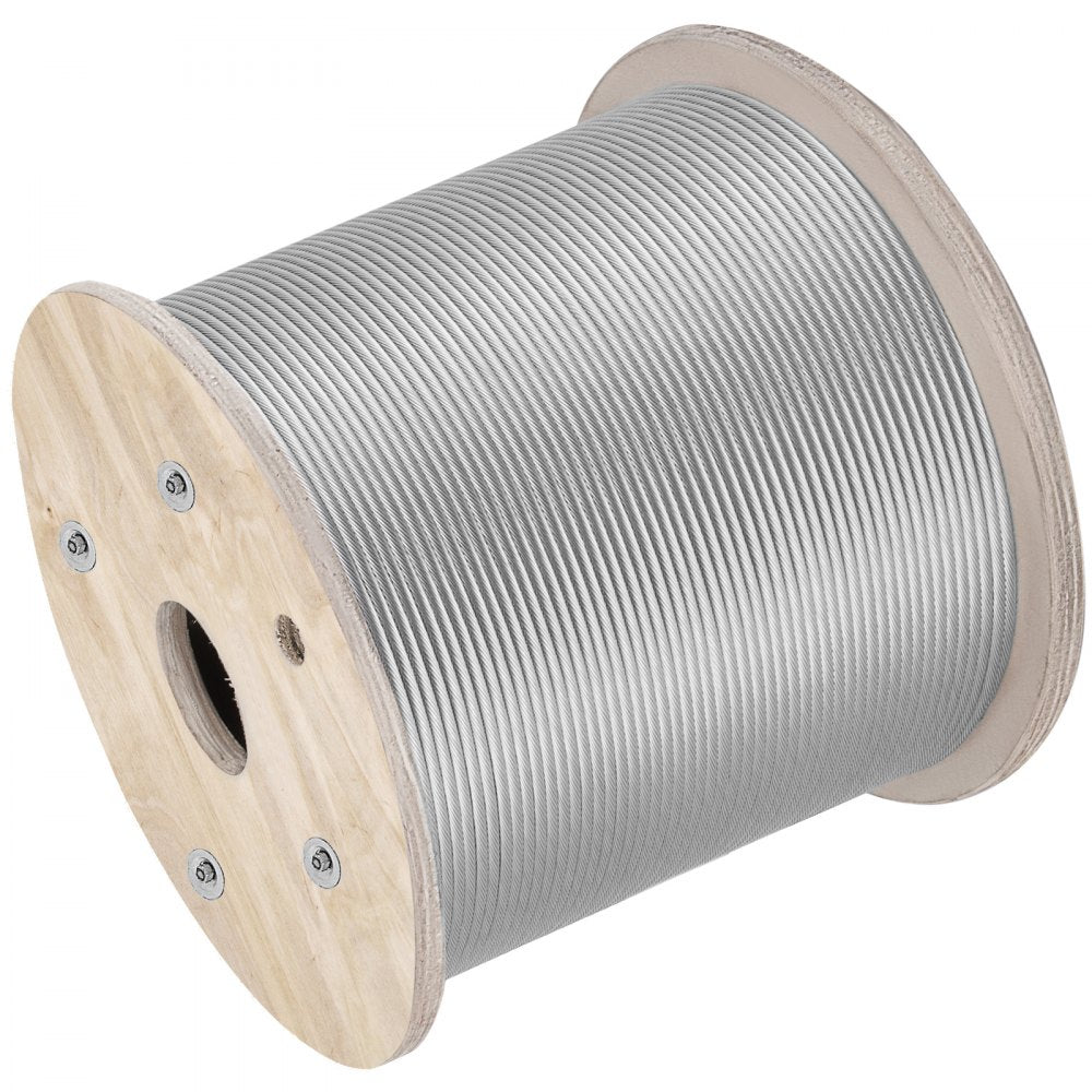 Vevor T304 Stainless Steel Cable Wire Rope 1/4" 7x19 Construction 200ft Reel 