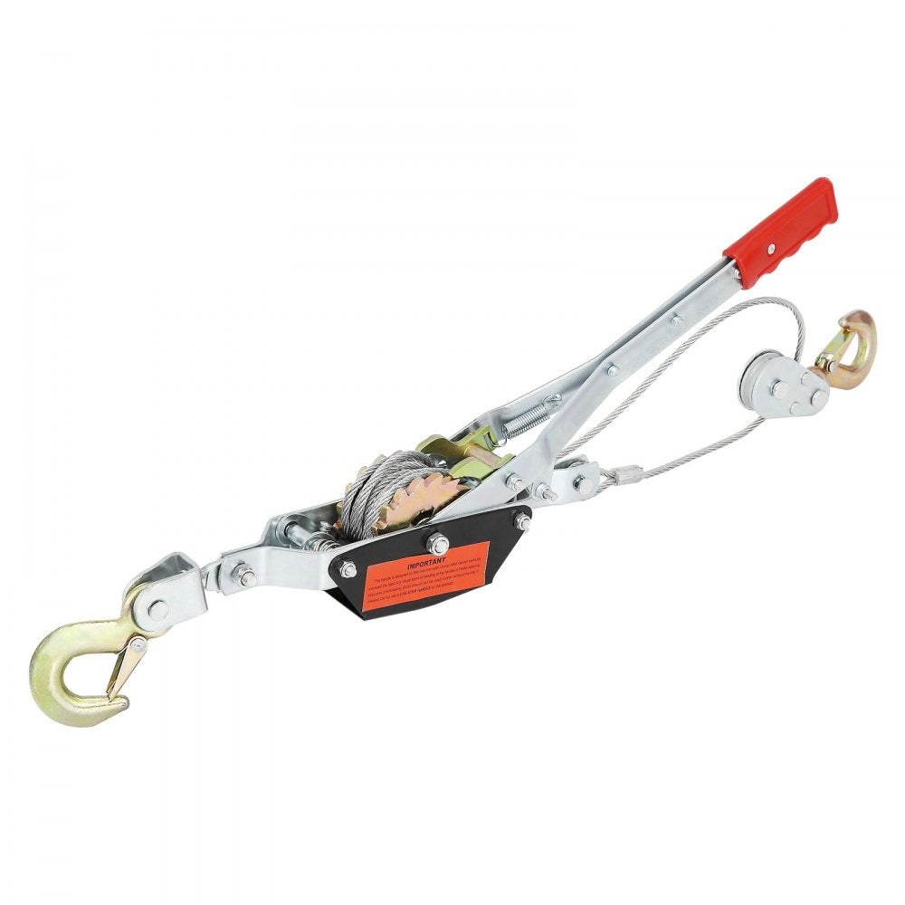 VEVOR Come Along Winch, 2 Ton (4,409 lbs) Pulling Capacity, 12 ft Steel Cable, 2 Hooks, Heavy Duty Ratchet Power Puller Tool with Dual Gears, Automotive Hoist Cable Puller Ideal for Vehicle Rescue 