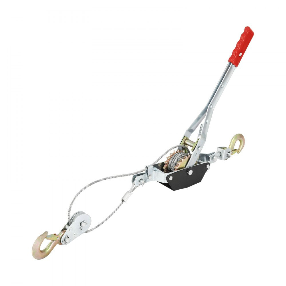 VEVOR Come Along Winch, 2 Ton (4,409 lbs) Pulling Capacity, 12 ft Steel Cable, 2 Hooks, Heavy Duty Ratchet Power Puller Tool with Dual Gears, Automotive Hoist Cable Puller Ideal for Vehicle Rescue 